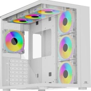POWERBOOST PB-SS02W SEA VIEW JBST-PBSS02W USB 3.0 Mesh Beyaz 7X12CM RGB FAN GAMING ATX KASA