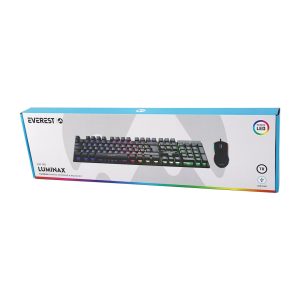 SİYAH GÖKKUŞAĞI IŞIKLI USB KABLOLU OYUNCU KLAVYE - MOUSE SET (5296)