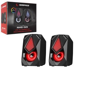 SİYAH - RGB IŞIKLI 1+1 HOPARLÖR SPEAKAER SET USB KABLO 2.0 MULTİMEDYA - 5W (5296)