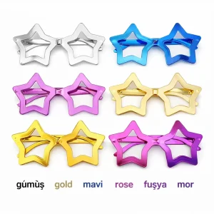 Yıldız Parti Gözlüğü 12'li Set – 6 Renk ( Camsız )