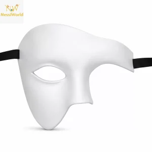 Beyaz Yarım Erkek Maske – Phantom Parti & Balo Maskesi