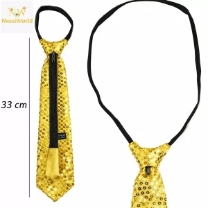 Altın Renk Pul Payetli Işıltılı Parti Kravatı 33 cm