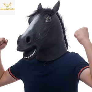 Gerçekçi At Kafası Maskesi Siyah Renk