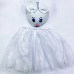 Tavşan Kostümü Beyaz - 23 Nisan Tavşan Şapka ve Tütü Etek Seti 2 Parça