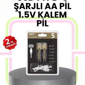 Tekrar Şarj Edilebilir Aa Usb Type-c Pil | 1000+ Döngü | 1.5v Sabit Voltaj