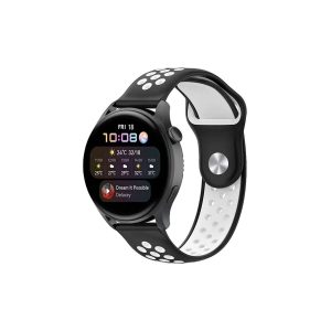 Watch 22mm Spor Delikli Kordon - Siyah-beyaz