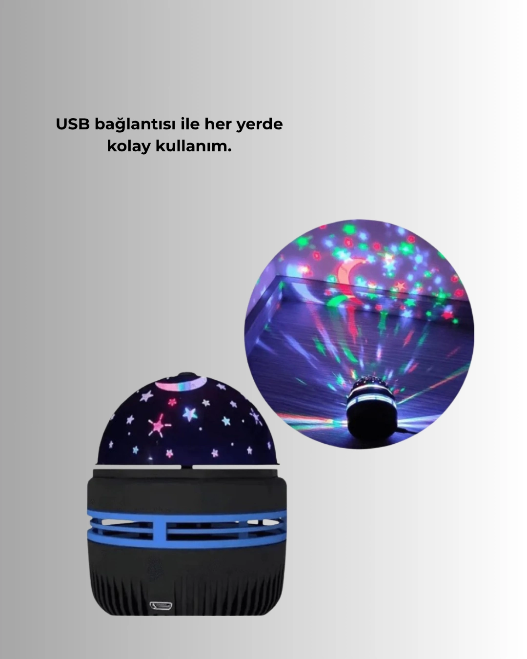 USB Galaxy Projektör Lamba – Romantik Atmosfer, Çocuk Odası, Parti ve Düğün Işığı - Görsel 3