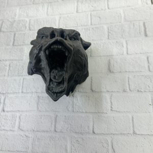 Dekoratif Siyah Ayı Duvar Heykeli Asılabilir Hediyelik 25x19 cm