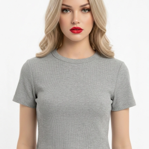 Crop Kısakollu Body Gri Renk