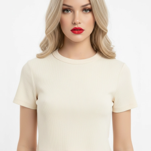 Crop Kısakollu Body Ekru Renk