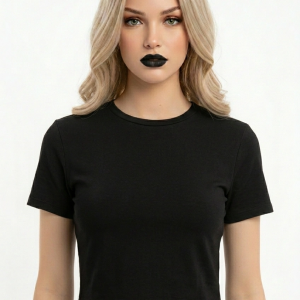 crop kısakollu body siyah