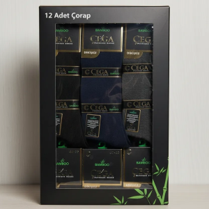 Çega Bambu Erkek Soket Çorap Asorti Renk 12 Adet
