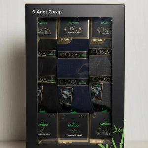 Çega Bambu Erkek Soket Çorap Asorti Renk 6 Adet