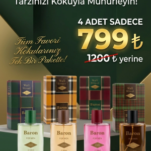 BARON Wall Street DSG , Brown, IVO, NCT 2026 4 lü Erkek EDC Erkek Parfüm Seti 4X 100 ml